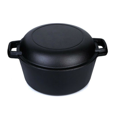 cocotte en terre 2 de la fonte 4.8L en 1 four néerlandais de fonte avec le couvercle de poêle
