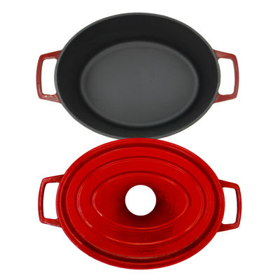 Cocotte en terre ovale adaptée aux besoins du client de revêtement émaillé de cocotte en terre de fonte avec le couvercle