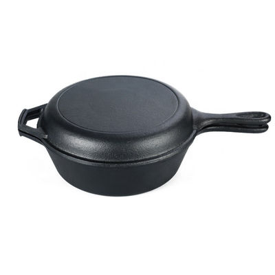 poêle de la fonte 3.2Quart Pan Casserole 2 dans 1 pour le camping et la cuisson extérieure