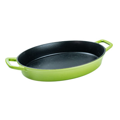 Levage facile de cuisson ovale de plat de fonte d'OEM pour des dessus de fourneau d'induction