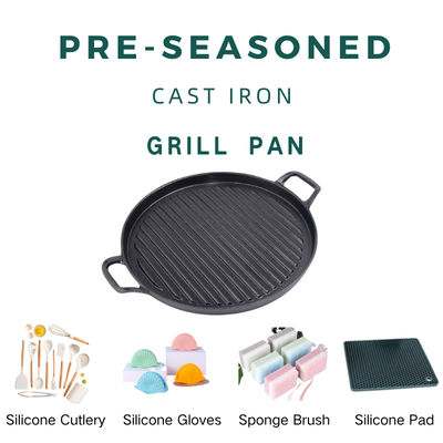 Gauffreuse Pan With Ridge de rond de fonte de BARBECUE 24/28/30 cm de multifonctionnel :