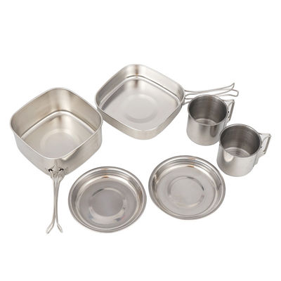 La cuisson de camping de H6.8CM a placé le Cookware 6pcs/Set de camping d'acier inoxydable de D14.7CM