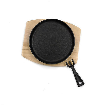 Non plat ovale de bifteck de fonte de plateau de grésillement de fonte de bâton