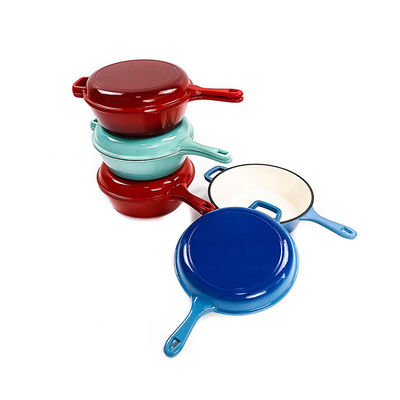 Le GV de BSCI a émaillé le Cookware de fonte Pan Lid And Stew Pot 2 dans 1