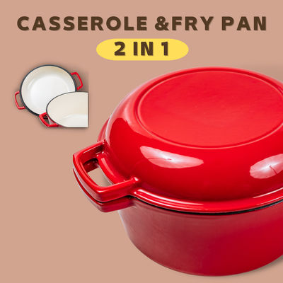 cocotte en terre 2 de la fonte 4.8L en 1 four néerlandais de fonte avec le couvercle de poêle