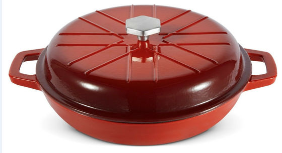 Casserole en fonte émaillée Profession Plat peu profond en fonte avec couvercle