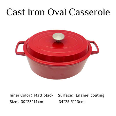 Cocotte en terre ovale adaptée aux besoins du client de revêtement émaillé de cocotte en terre de fonte avec le couvercle