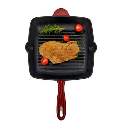 9 pouces Duracast ont émaillé le gril Pan With Long Handle de fonte