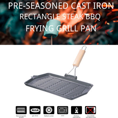 le gril de la fonte 13.8inch grillent non le gril Pan For Camping de bâton