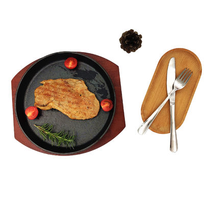 Non plat ovale de bifteck de fonte de plateau de grésillement de fonte de bâton