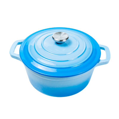Cocotte en fonte OEM deux poignées plat rond avec couvercle