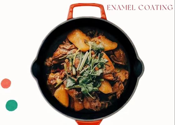 Non la poêle de fonte émaux par bâton cuisent Pan With Handles à la friteuse