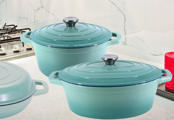 Pot antiadhésif de cocotte en terre d'Oven Two Handles Cast Iron de Néerlandais de la fonte 2.4L