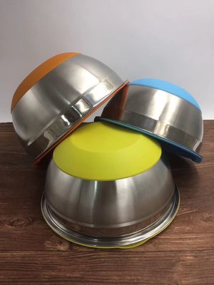 Saladier en métal d'acier inoxydable avec le fond de silicone du couvercle 1.25L-5L