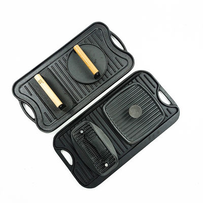 Le noir GRILLENT TOUT ENTIER la casserole pré chevronnée 51*26cm de gauffreuse de fonte avec la presse