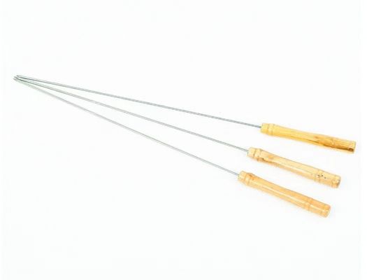 Camping d'acier inoxydable faisant cuire la poignée en bois grillante réutilisable réglée de fourchette de chiche-kebab