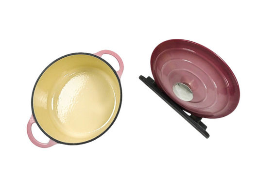Cocotte en terre de fonte enduite par émail pourpre avec le couvercle aucun assaisonnement