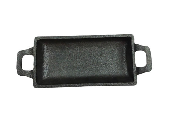 Double casserole de cuisson à la friteuse rectangulaire de la poêle 15.3*7.7cm de fonte de poignée