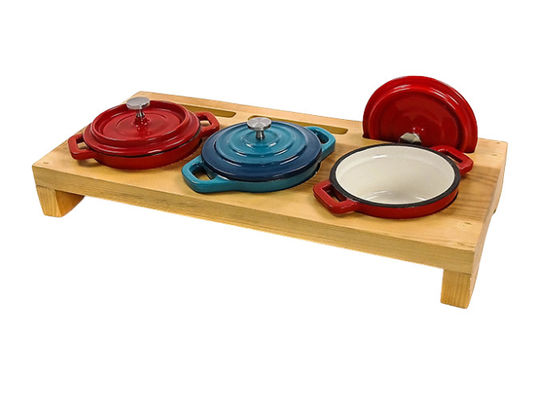 Émaillé le four de camp de fonte de revêtement 3pcs placent pour le feu campant