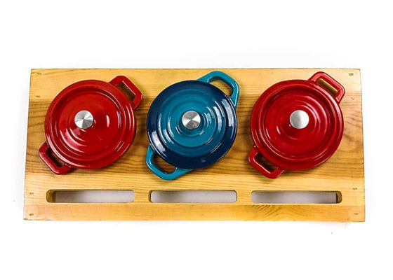 Émaillé le four de camp de fonte de revêtement 3pcs placent pour le feu campant
