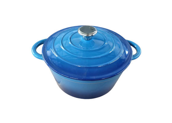 Plat bleu de cocotte en terre d'émail avec le couvercle pour tout le fourneau 3.8/5/5.3kg