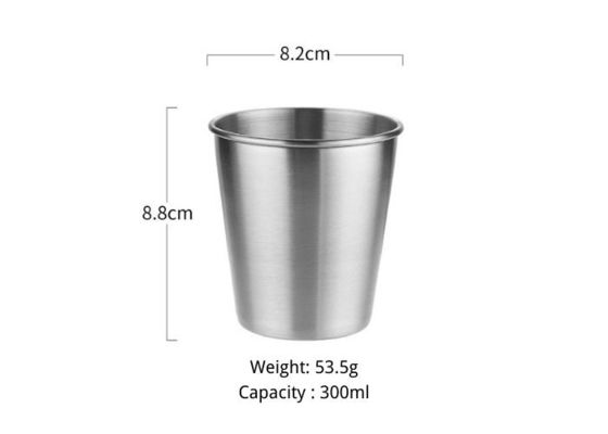 304 certification d'or de la tasse 8.2/9.3cm d'acier inoxydable SGS/ISO9005