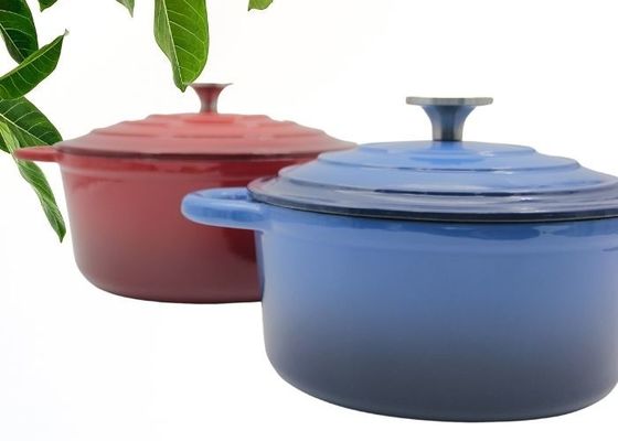 Cocotte en terre de fonte enduite par émail pourpre avec le couvercle aucun assaisonnement