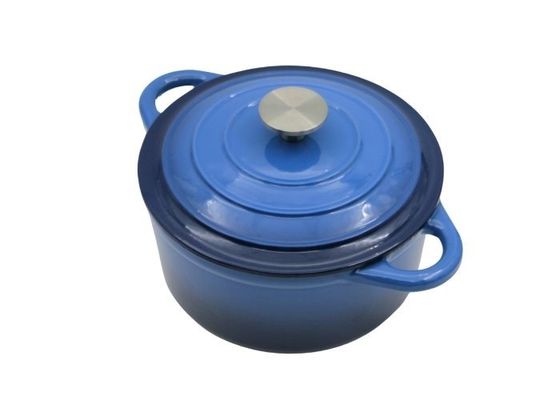 Plat bleu de cocotte en terre d'émail avec le couvercle pour tout le fourneau 3.8/5/5.3kg