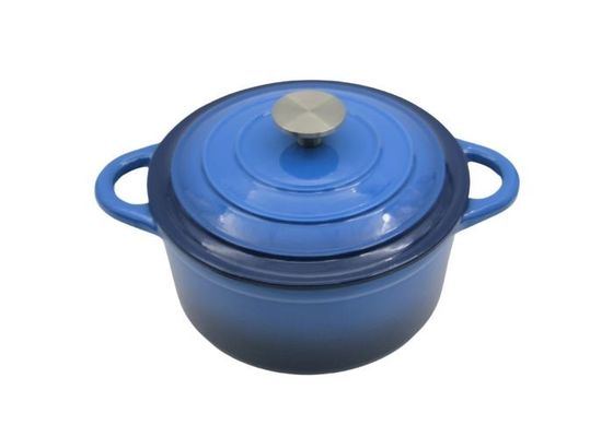 Plat bleu de cocotte en terre d'émail avec le couvercle pour tout le fourneau 3.8/5/5.3kg