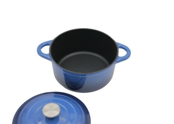 Plat bleu de cocotte en terre d'émail avec le couvercle pour tout le fourneau 3.8/5/5.3kg