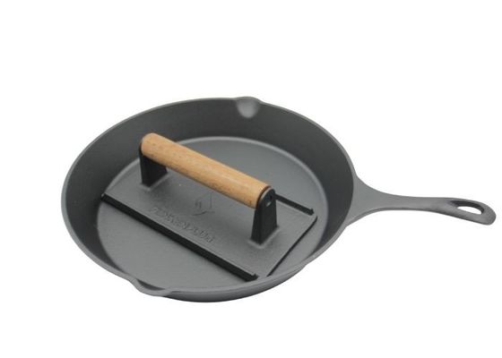 Poêle ronde de fonte Pré-chevronnée : Perfectionnez pour la cuisine familiale et extérieur en grillant 10 pouces/12 pouces