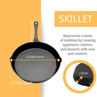 Poêle ronde de fonte Pré-chevronnée : Perfectionnez pour la cuisine familiale et extérieur en grillant 10 pouces/12 pouces