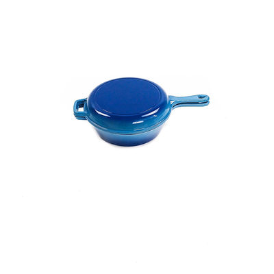 casserole bleue 2 de cocotte en terre de fonte de 26*8cm dans 1 4.8kg avec une longue poignée