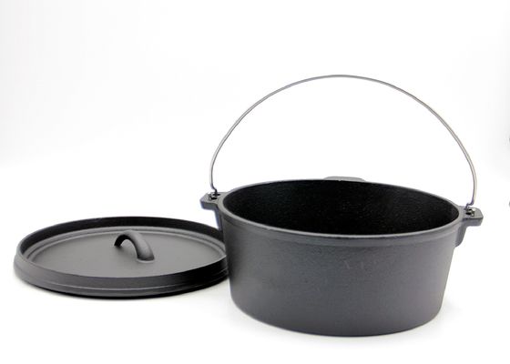 Cocotte en terre de fonte émaux par pot néerlandais de fonte d'OEM pour le camping