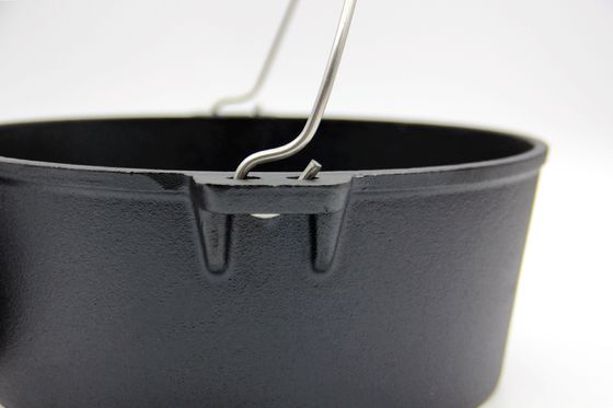 Feu de camp en fonte pré-saisonné de 6 kg Four néerlandais avec couvercle - Pot en fonte ronde de 5,5 litres pour cuisson en extérieur, poêle et four