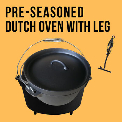 31X14 » fonte double Oven Pre Seasoned Matt Black néerlandais avec des jambes