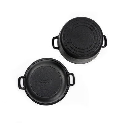 four néerlandais 2 de fonte de la cocotte en terre 4.8L de fonte de 26cm dans 1 poignée facile