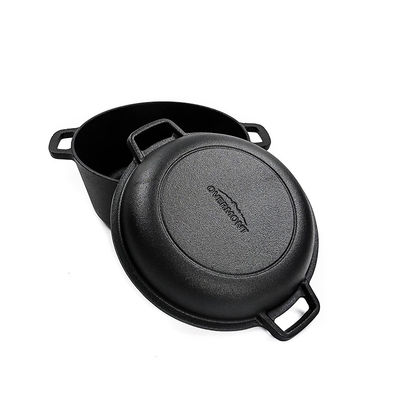 four néerlandais 2 de fonte de la cocotte en terre 4.8L de fonte de 26cm dans 1 poignée facile