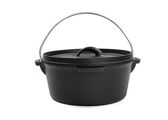 Cocotte en terre de fonte émaux par pot néerlandais de fonte d'OEM pour le camping