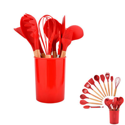 Coupe de cuillère en silicone en fer forgé en émail rouge