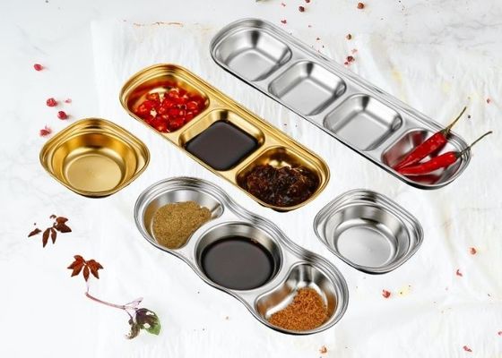 Salsa d'assaisonnement divisée Plateau de trempage en acier inoxydable OEM &amp; ODM Pour le restaurant à domicile