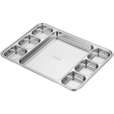 Plateaux en acier inoxydable rectangulaires divisés pour le dîner