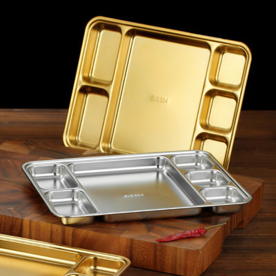 Plateaux en acier inoxydable rectangulaires divisés pour le dîner