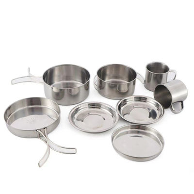 le camping 8pcs faisant cuire le camping inoxydable d'ensemble a placé augmenter le pot ISO9001