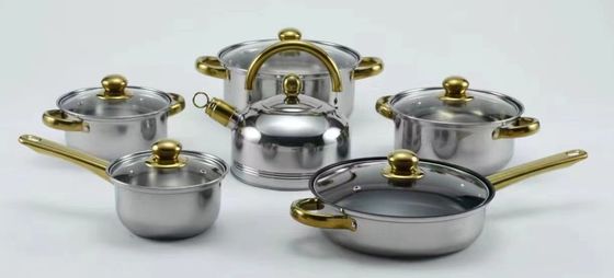 Non pot de Cookware d'acier inoxydable de bâton 6 morceaux de catégorie comestible d'ensembles aucune déformation