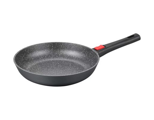 Grand plat profond Aluminumpot 28cm avec le noir en verre de couvercle