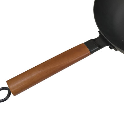 12&quot; wok de poêle de fonte de GV de diamètre avec la poignée en bois