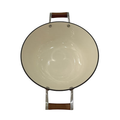 wok chinois de poêle de la fonte 15Inch avec les poignées durables de boucle