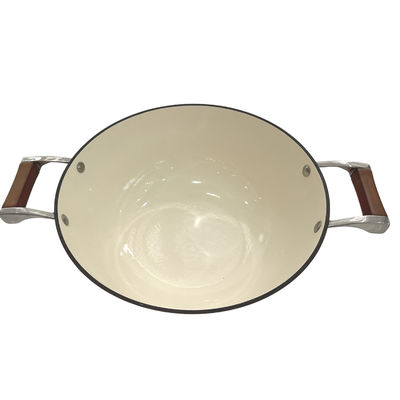 wok chinois de poêle de la fonte 15Inch avec les poignées durables de boucle