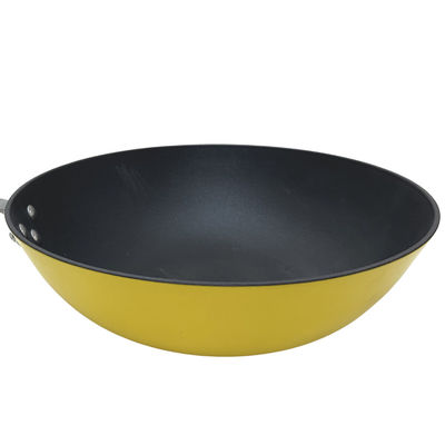 Wok chinois de poêle de la meilleure qualité de la fonte 13Inch avec le couvercle et non le bâton de verre trempé